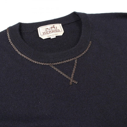 Hermes Knit Leather Stitch Crew Neck Cashmere Sweater — view 5