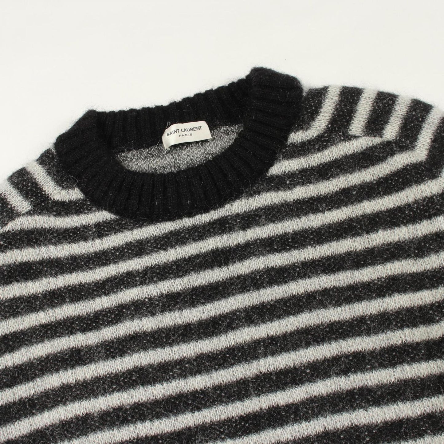 Saint Laurent Paris Knit Border Crew Sweater — view 6