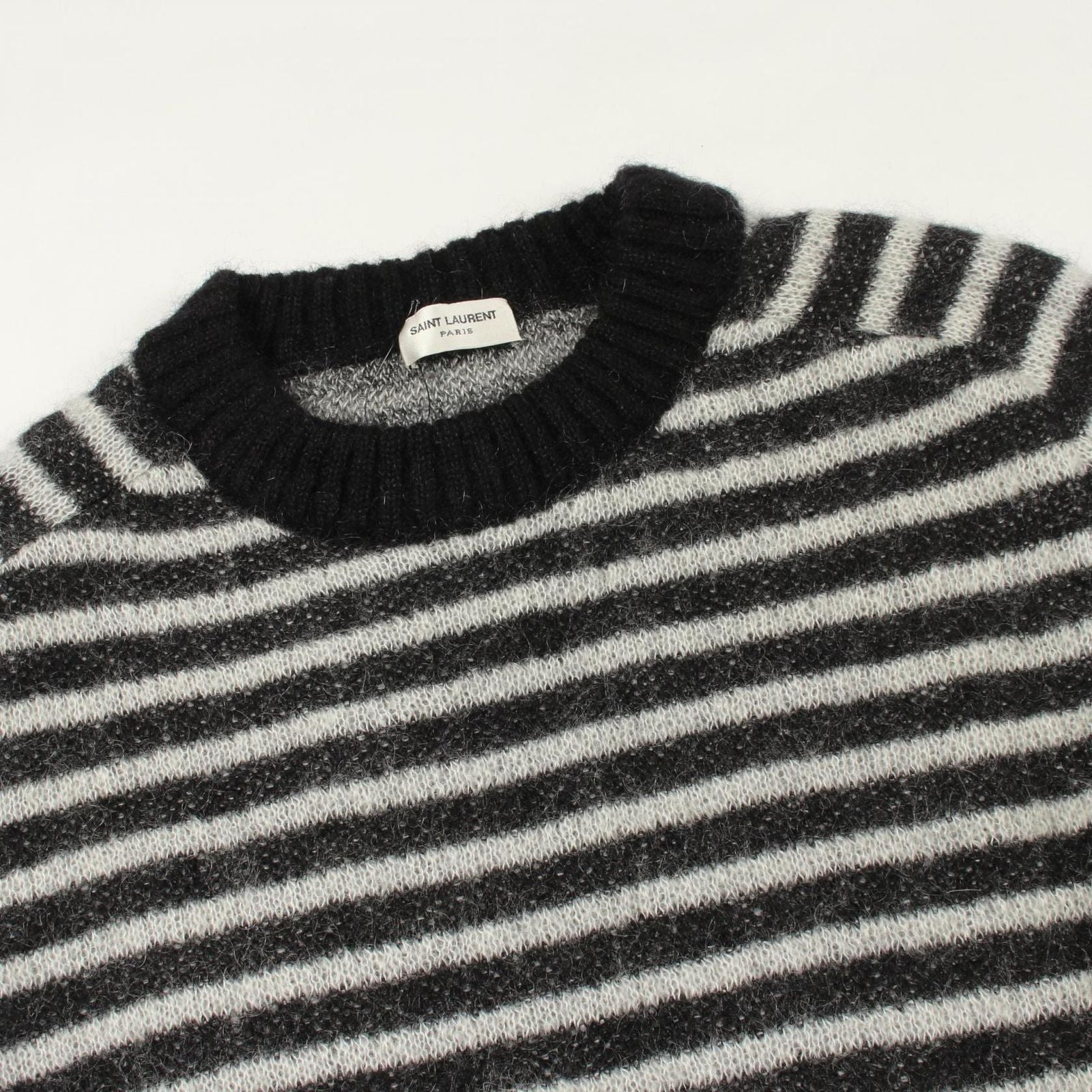 Saint Laurent Paris Knit Border Crew Sweater — view 6
