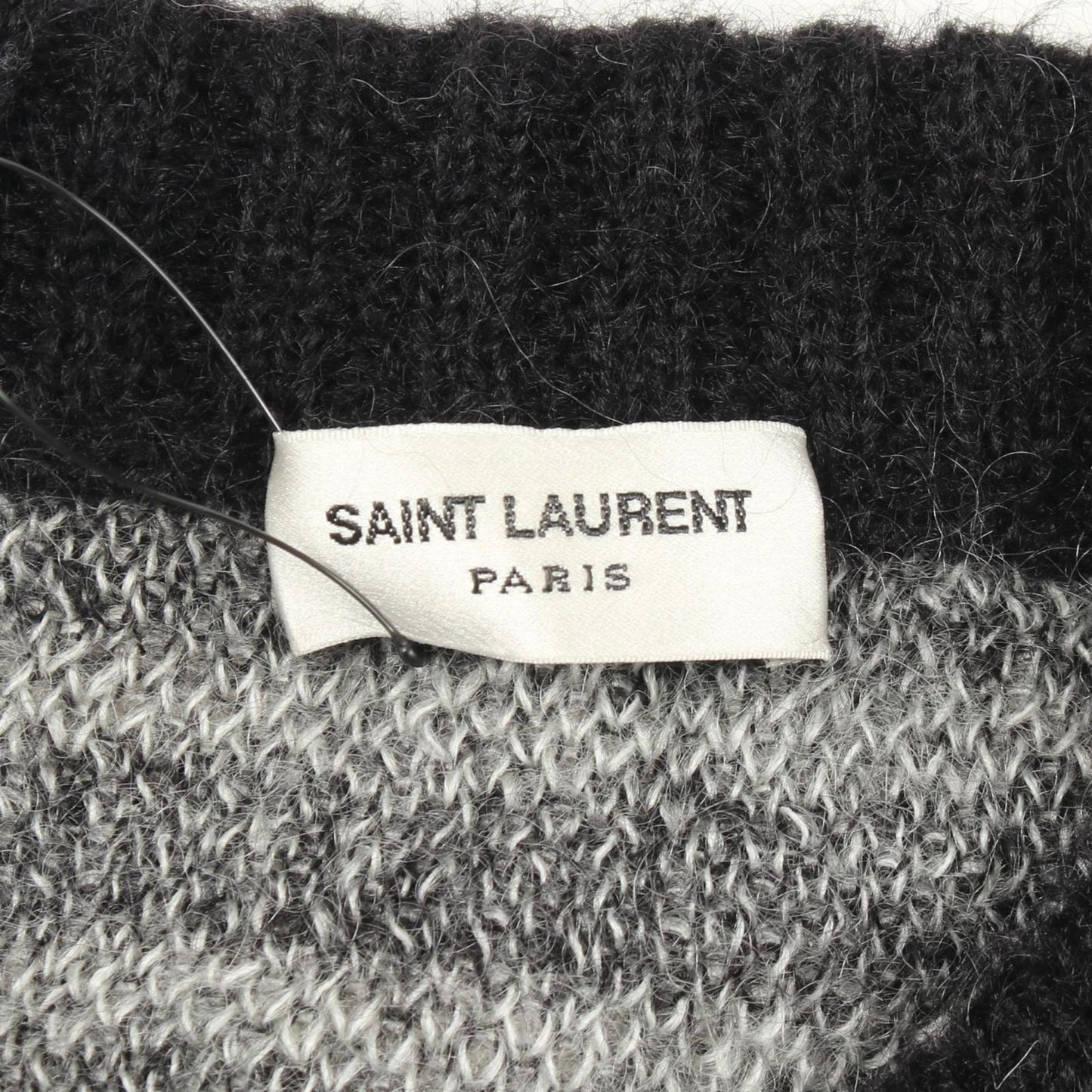 Saint Laurent Paris Knit Border Crew Sweater — view 3