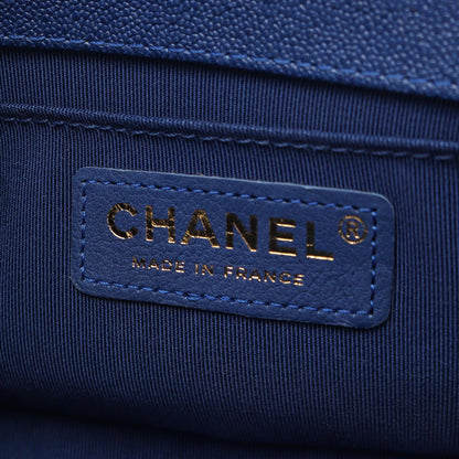 Chanel Shoulder Bag Small Blue Caviar Leather Chain — view 4