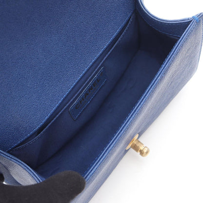 Chanel Shoulder Bag Small Blue Caviar Leather Chain — view 3