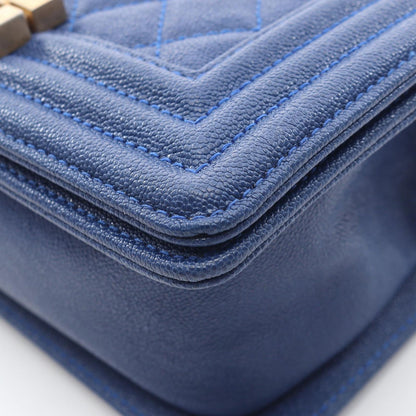 Chanel Shoulder Bag Small Blue Caviar Leather Chain — view 6