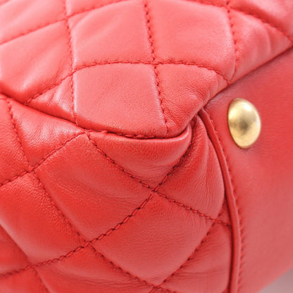 Chanel Tote Quilted Red Lambskin Chain — view 7