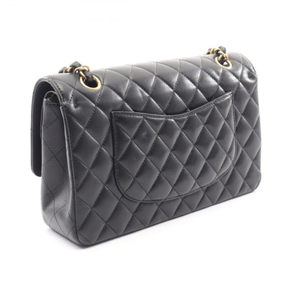 Chanel Shoulder Bag Quilted Double Flap Icon Charm Black Lambskin Chain — view 2
