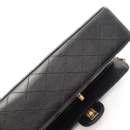Chanel Shoulder Bag Quilted Double Flap Icon Charm Black Lambskin Chain — view 9