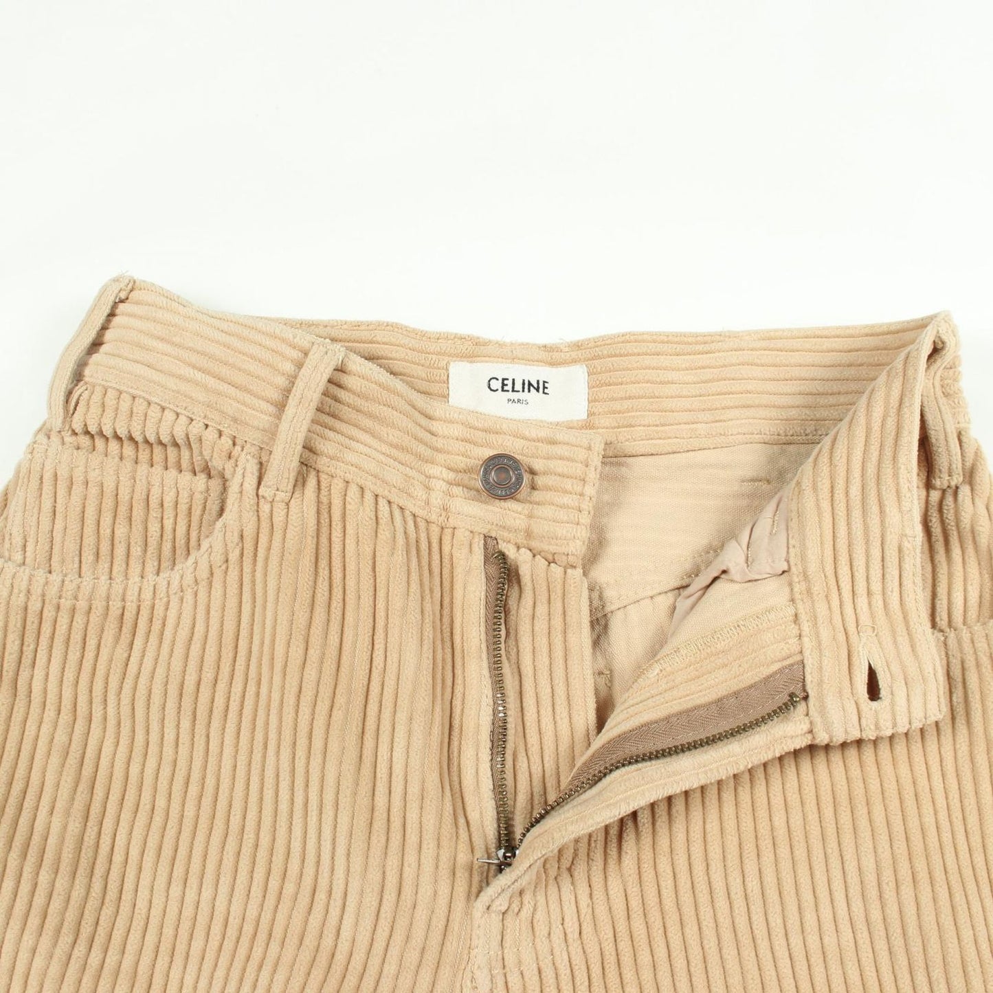 Celine Pants Corduroy Beige Cotton — view 5