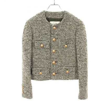 Celine Color Jacket Tweed Gray Wool