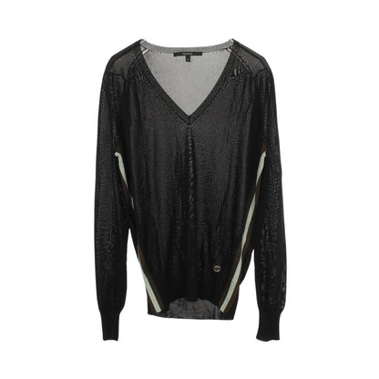 Gucci Knit Interlocking V Neck Black Rayon Sweater