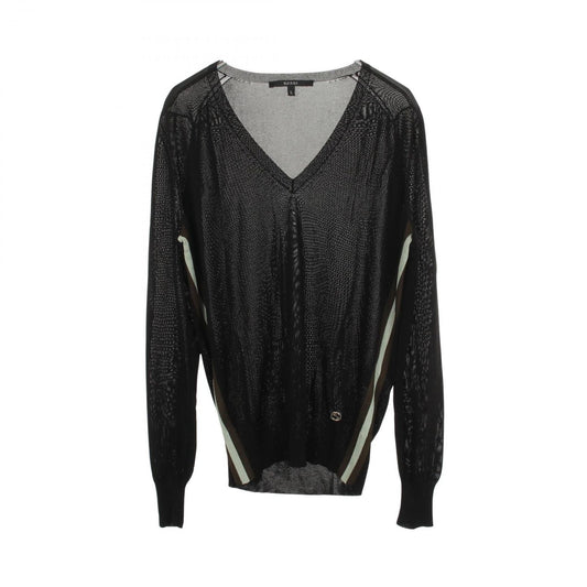 Gucci Knit Interlocking V Neck Black Rayon Sweater