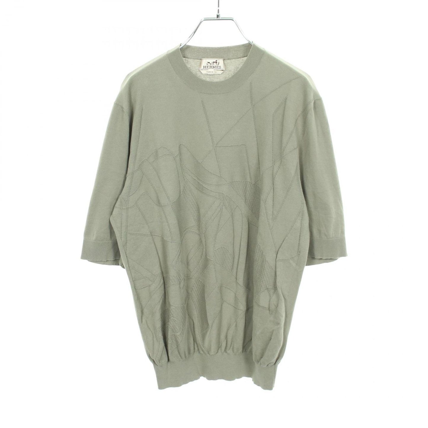 Hermes Knit Selles en Fragments Short Sleeve Cotton Sweater