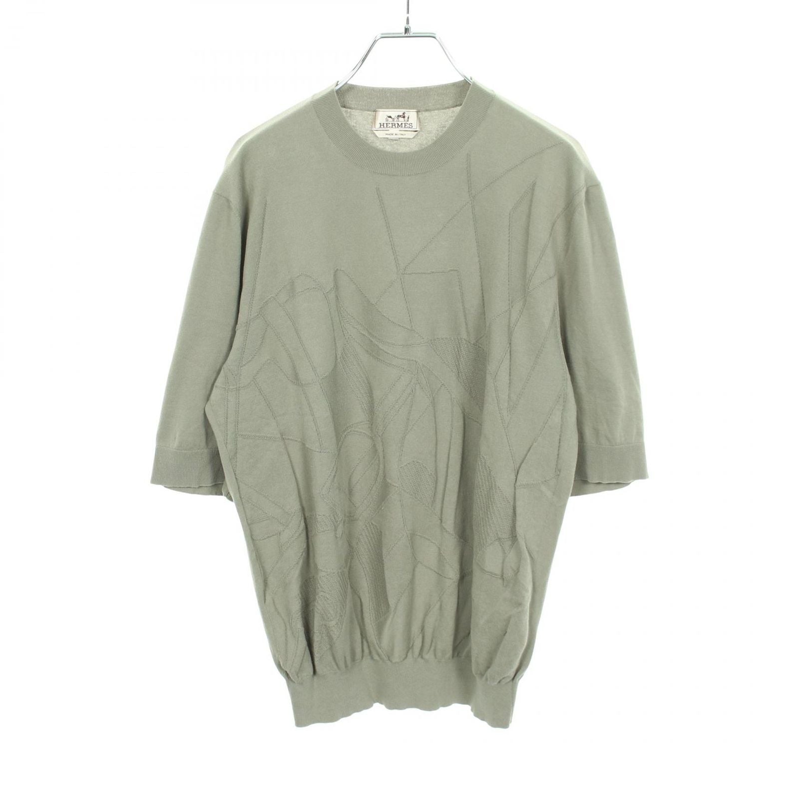 Hermes Knit Selles en Fragments Short Sleeve Cotton Sweater