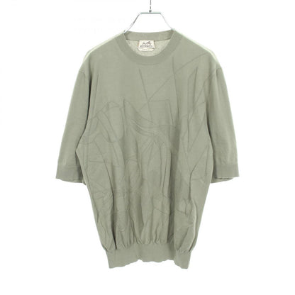 Hermes Knit Selles en Fragments Short Sleeve Cotton Sweater