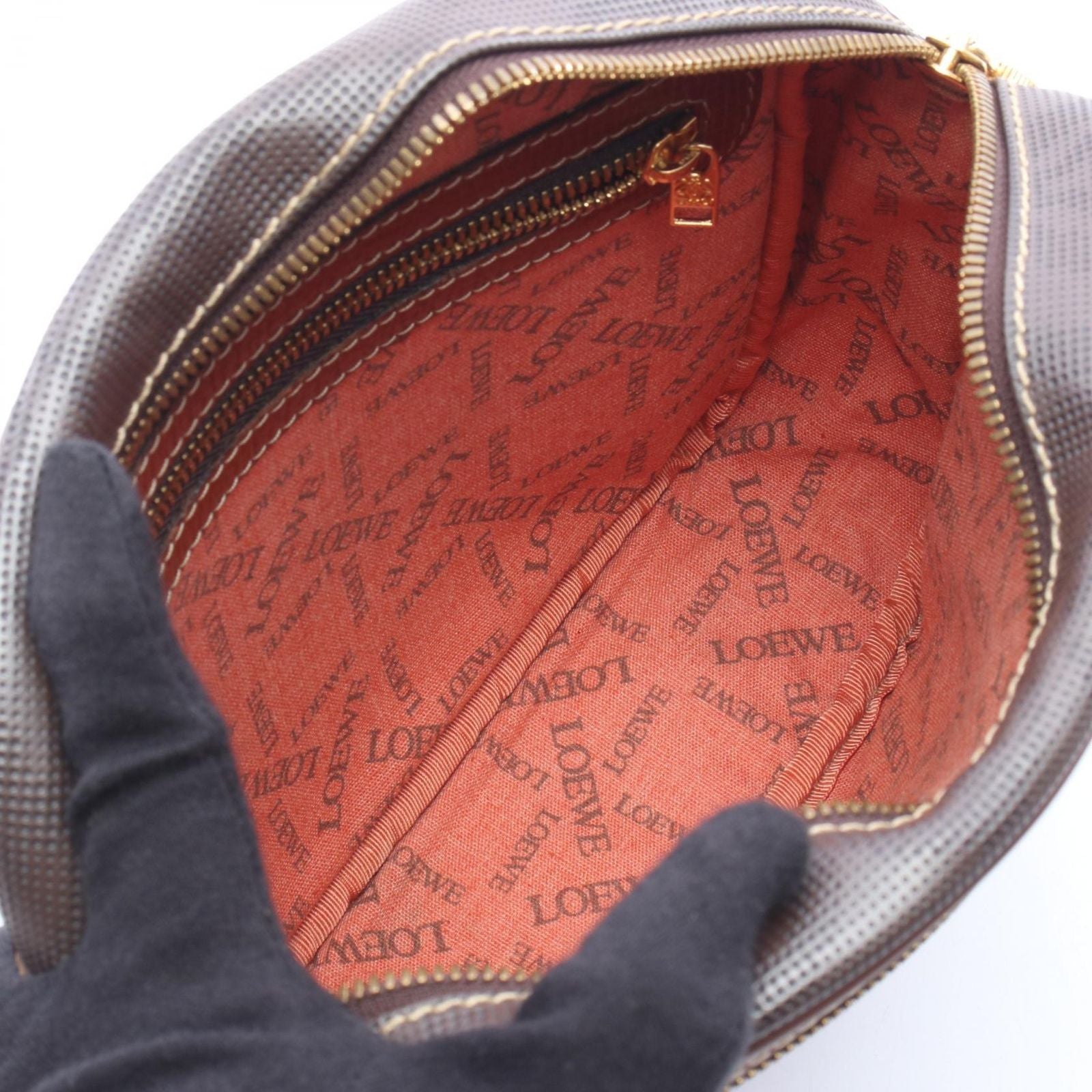 Loewe Shoulder Bag Anagram Dark Brown Canvas Leather — view 3