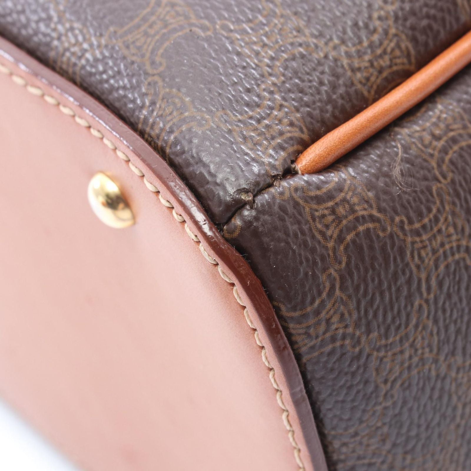 Celine Handbag Macadam Dark Brown Canvas Leather — view 7