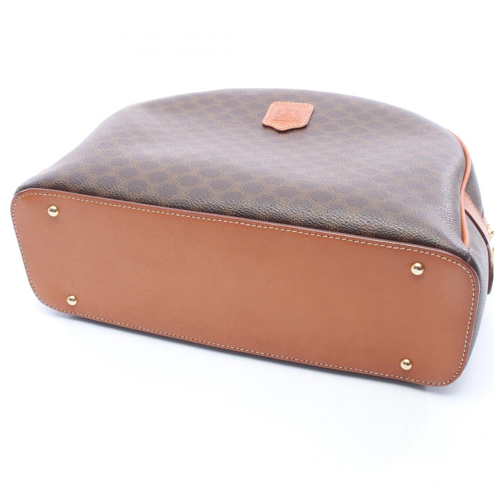 Celine Handbag Macadam Dark Brown Canvas Leather — view 6