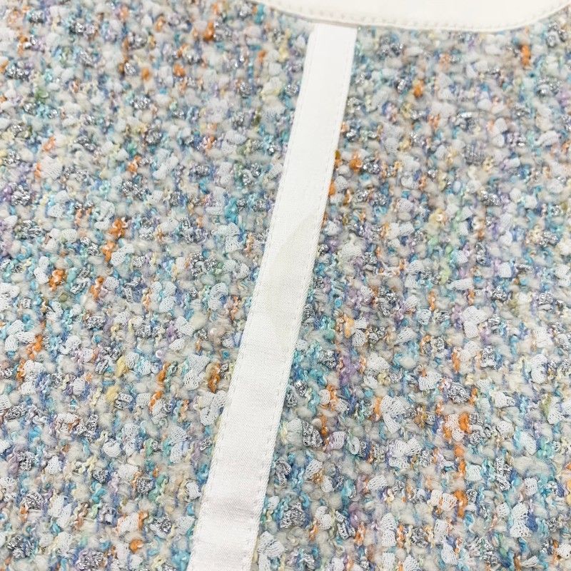 Louis Vuitton Dress White Blue a Line Tweed Star — view 7