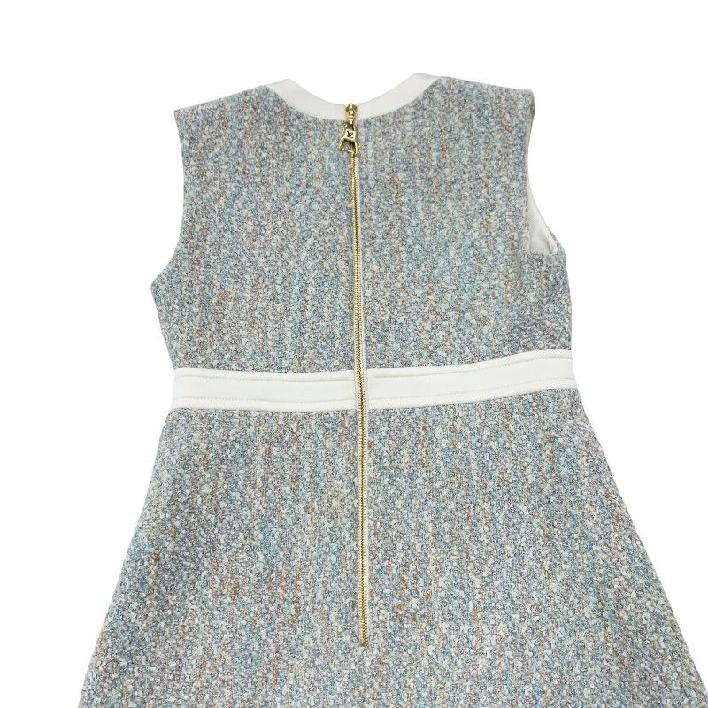 Louis Vuitton Dress White Blue a Line Tweed Star — view 5
