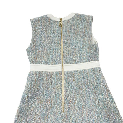 Louis Vuitton Dress White Blue a Line Tweed Star — view 5