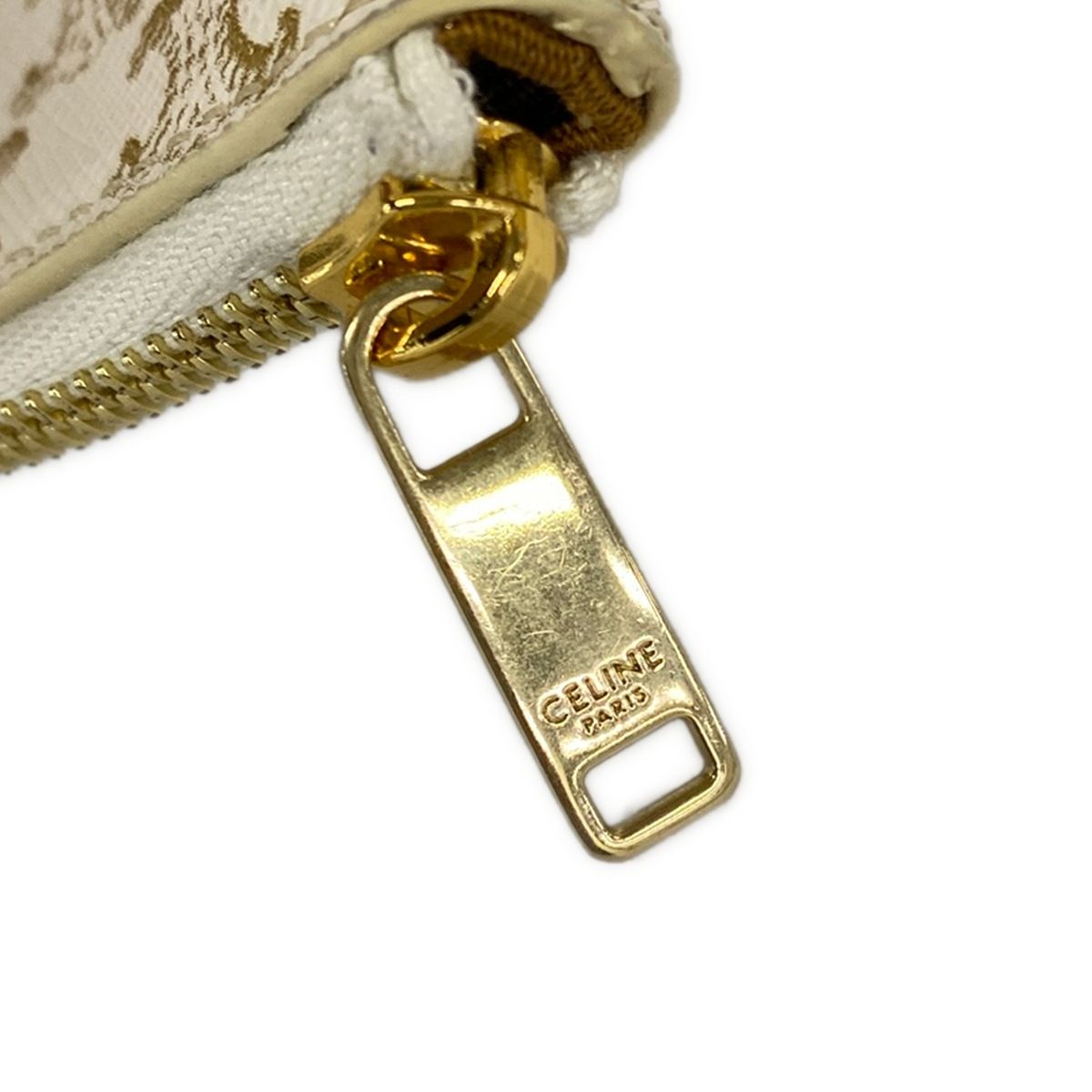 Celine Coin Case Triomphe White Gold Dark Brown with Key Ring Key Holder — view 4