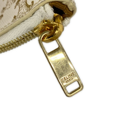 Celine Coin Case Triomphe White Gold Dark Brown with Key Ring Key Holder — view 4