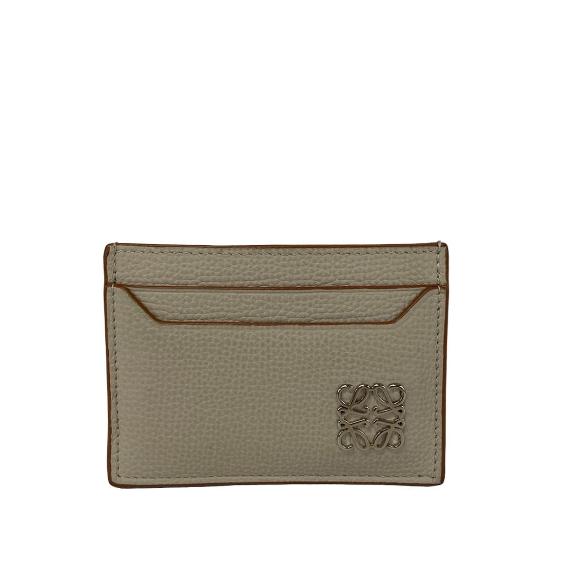 Loewe Card Case Anagram Plain Holder Beige Leather