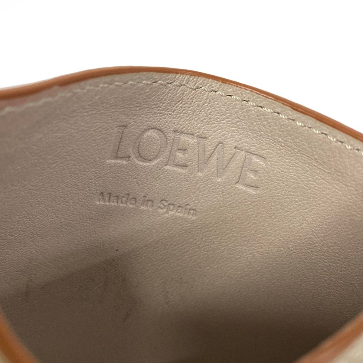 Loewe Card Case Anagram Plain Holder Beige Leather — view 4