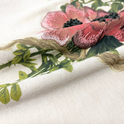 Dior Galiano Era Short Sleeve Cotton T-Shirt Neck Flower Embroidery Top 46 Baby — view 6