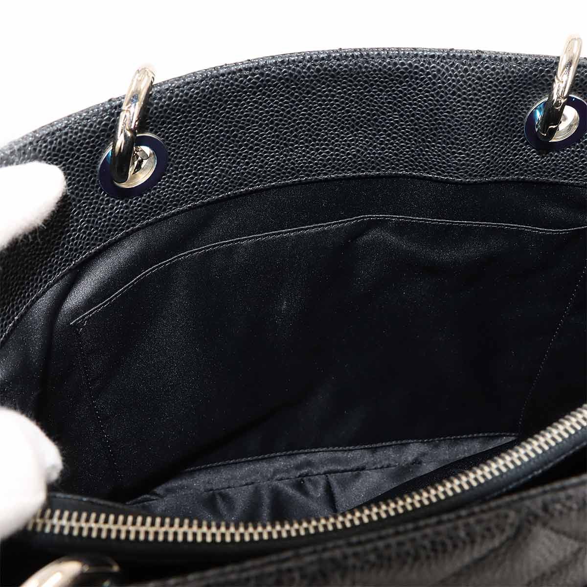 Chanel Quilted Grand Shopping Chain Tote GST Caviar Leather Black — view 8