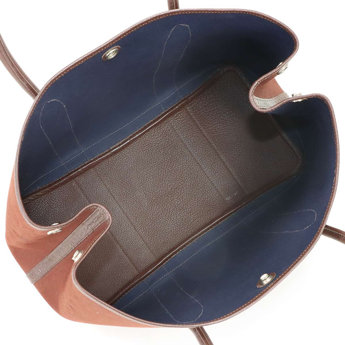 Hermes Garden Party PM Tote Toile Officier Leather Havana Navy — view 7