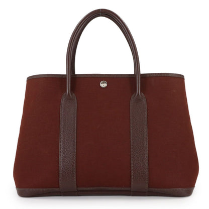 Hermes Garden Party PM Tote Toile Officier Leather Havana Navy — view 3