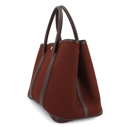 Hermes Garden Party PM Tote Toile Officier Leather Havana Navy — view 4