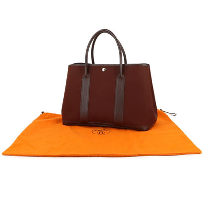 Hermes Garden Party PM Tote Toile Officier Leather Havana Navy — view 2