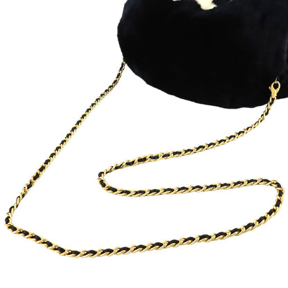 Chanel CC Logo Arm Wormer Chain Shoulder Bag Lapin Black Gold — view 5