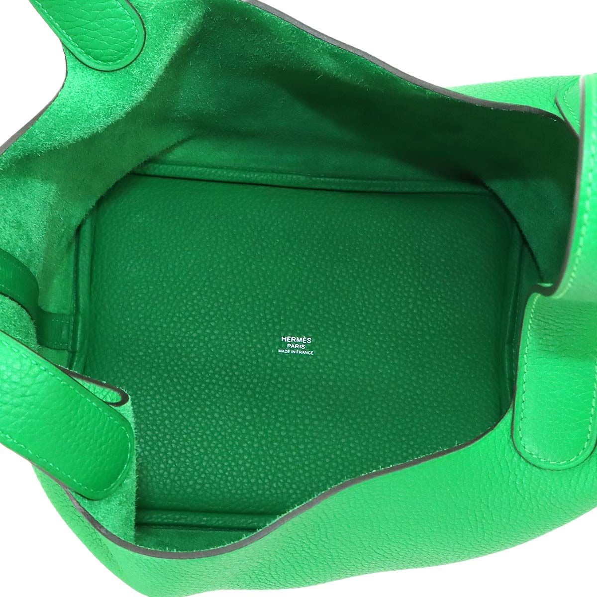 Hermes Picotin Lock MM Monochrome So Green Hand Bag Taurillon Clemence Bamboo — view 6