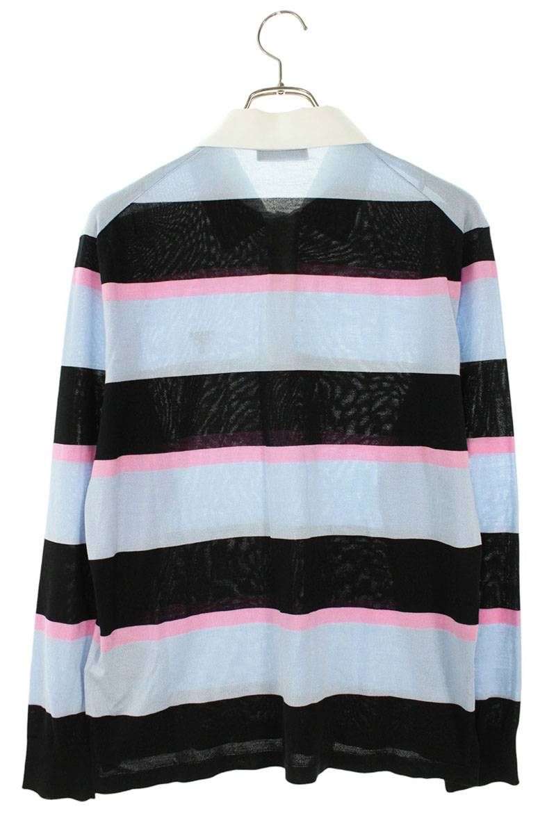 Prada Border Silk Polo Long Sleeve Shirt 46 — view 2