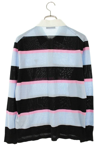 Prada Border Silk Polo Long Sleeve Shirt 46 — view 2