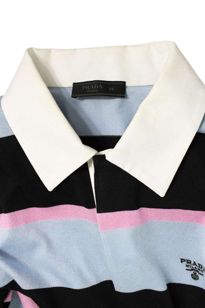 Prada Border Silk Polo Long Sleeve Shirt 46 — view 3