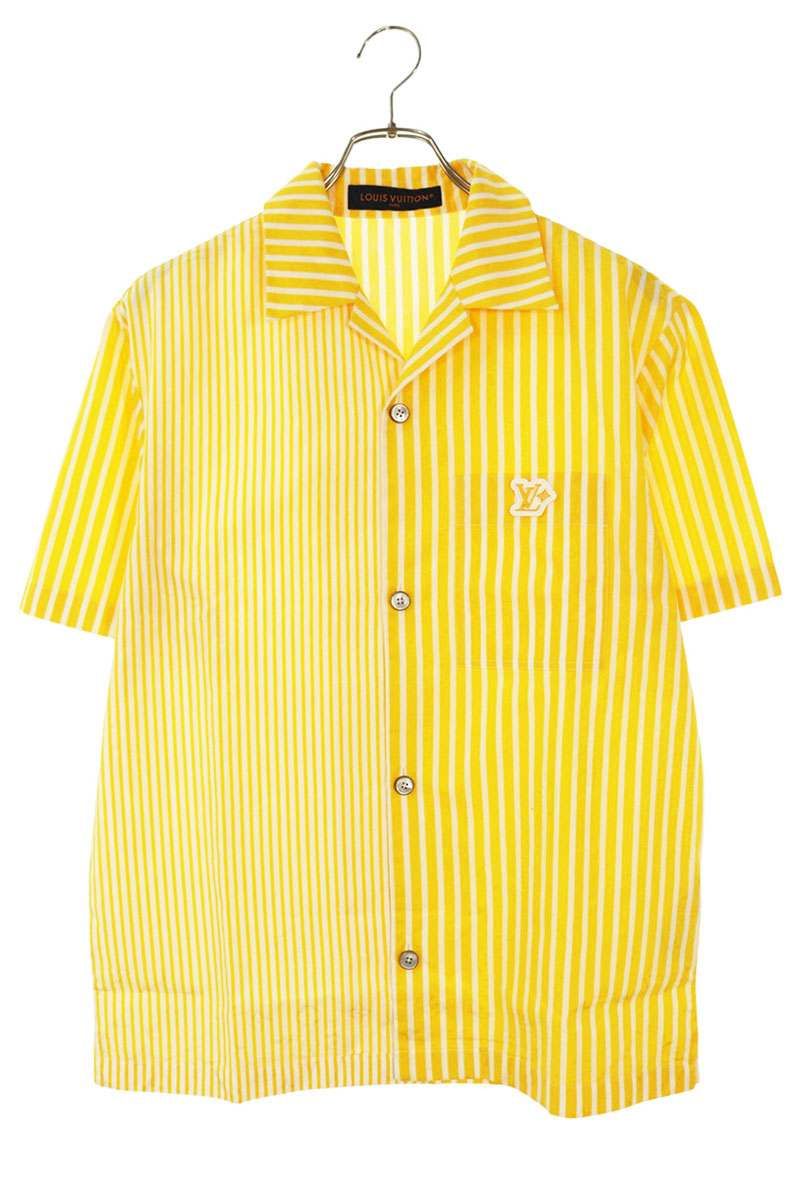 Louis Vuitton MM Vwx Monogram Stripe Rubber Logo Short Sleeve Shirt XS