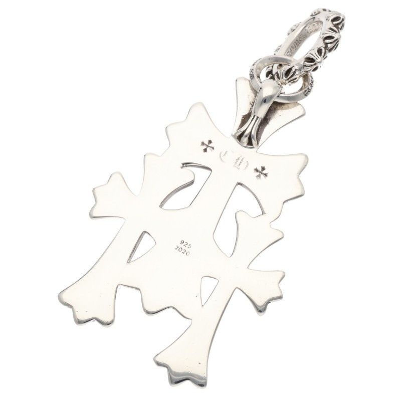 Chrome Hearts 3 CH Crs Lrg Triple CH Cross Large Silver Necklace Top — view 2