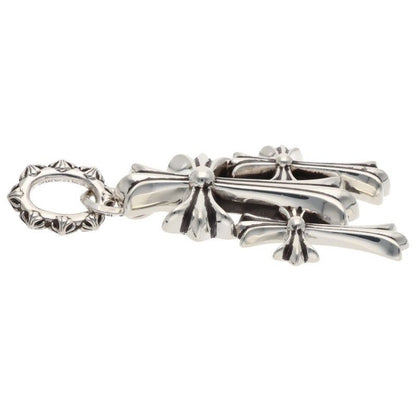 Chrome Hearts 3 CH Crs Lrg Triple CH Cross Large Silver Necklace Top — view 5