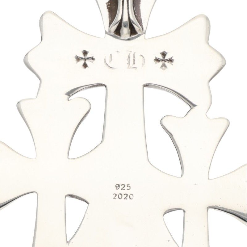 Chrome Hearts 3 CH Crs Lrg Triple CH Cross Large Silver Necklace Top — view 3