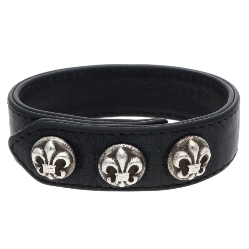 Chrome Hearts BS 3 Buttons 2 Snaps Leather Bracelet