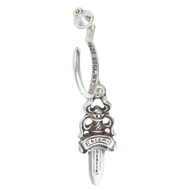 Chrome Hearts No5 Dagger 5 Daga Hoop Silver Earrings — view 2