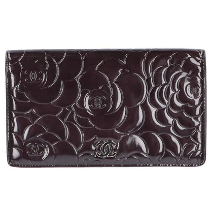 Chanel Camellia CC Logo Enamel Patent Leather Wallet