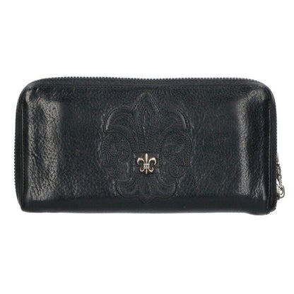 Chrome Hearts Rec Zip BS Decoration Round Zip Leather Wallet