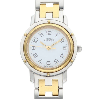 Hermes Clipper White Dial Link Combination Watch