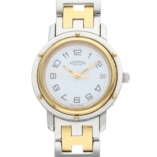 Hermes Clipper White Dial Link Combination Watch