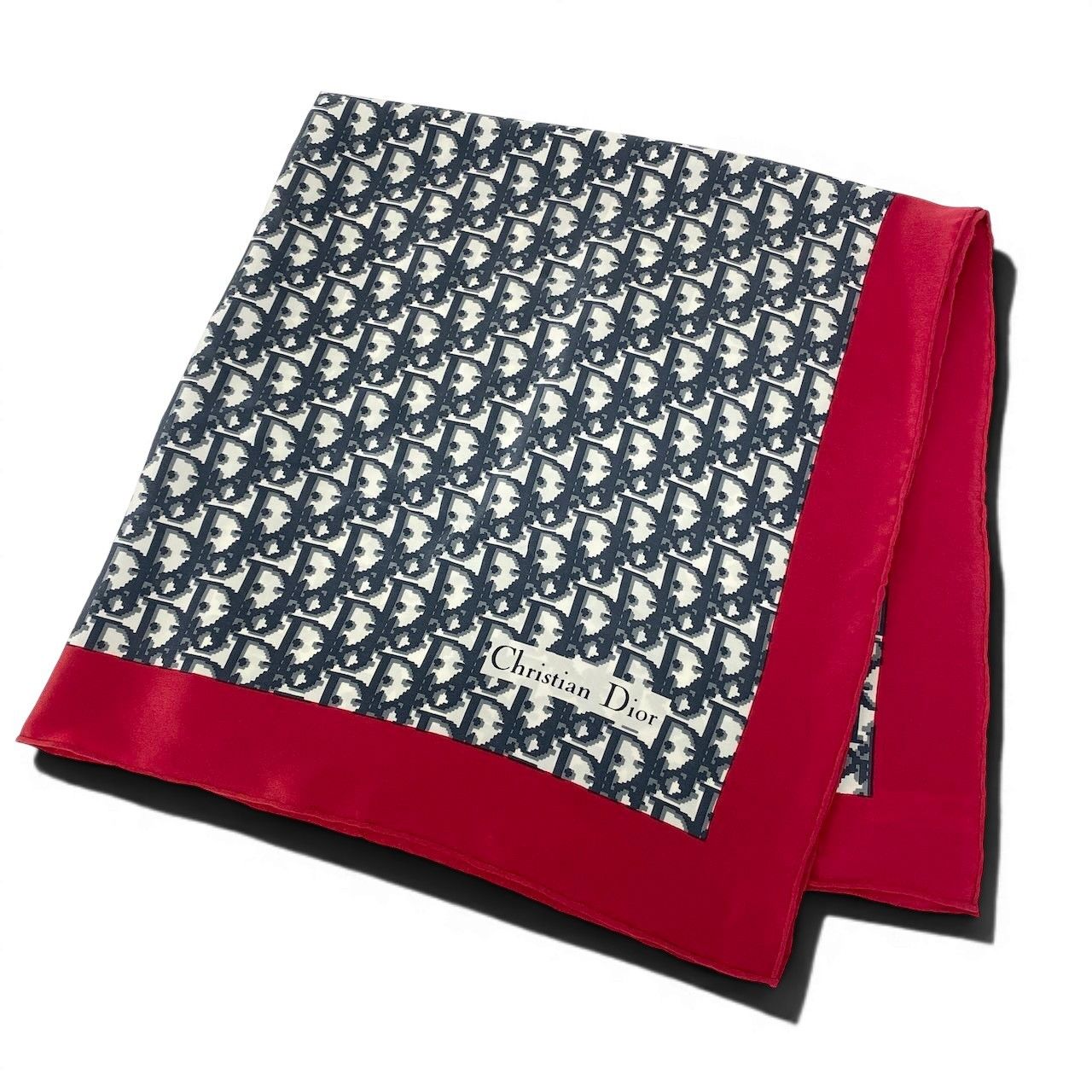 Dior Scarf Bandana Trotter Pattern Red Navy Cotton — view 6