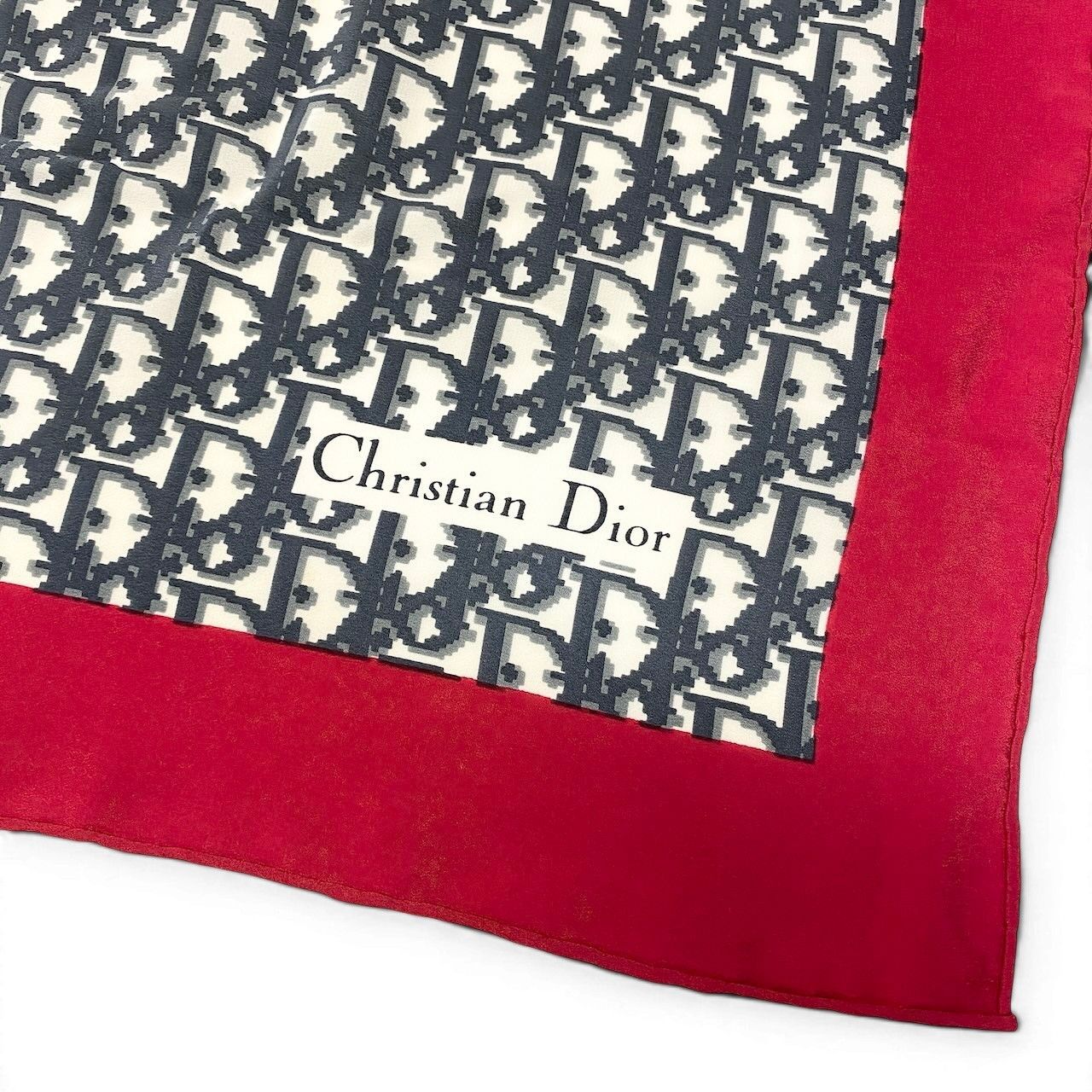 Dior Scarf Bandana Trotter Pattern Red Navy Cotton — view 3